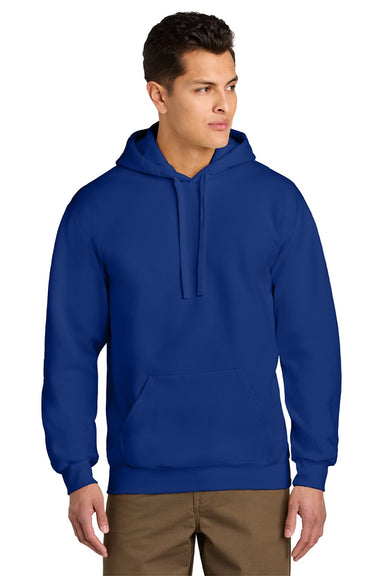 Gildan 19500 Mens Hammer Maxweight Hooded Sweatshirt Hoodie w/ Pouch Pocket Deep Royal Blue Model Front