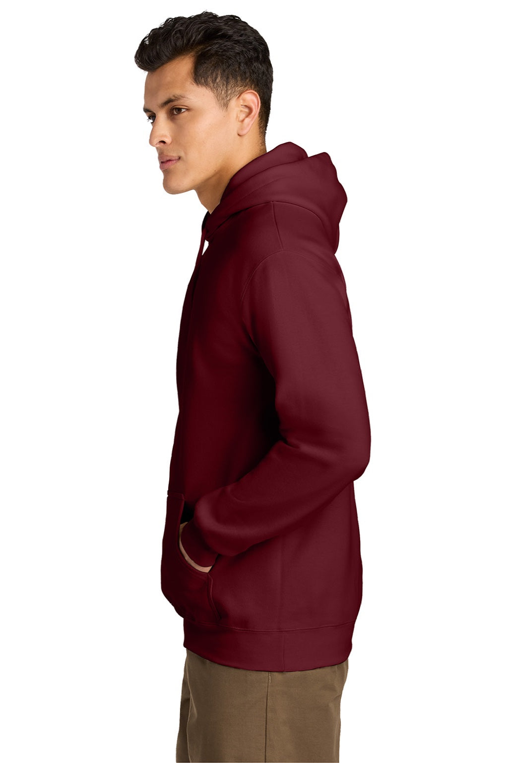 Gildan 19500 Mens Hammer Maxweight Hooded Sweatshirt Hoodie w/ Pouch Pocket Garnet Red Model Side