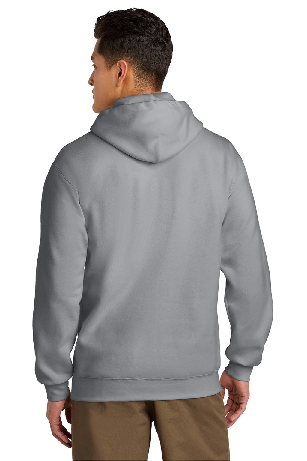 Gildan 19500 Mens Hammer Maxweight Hooded Sweatshirt Hoodie w/ Pouch Pocket Gravel Grey Model Back