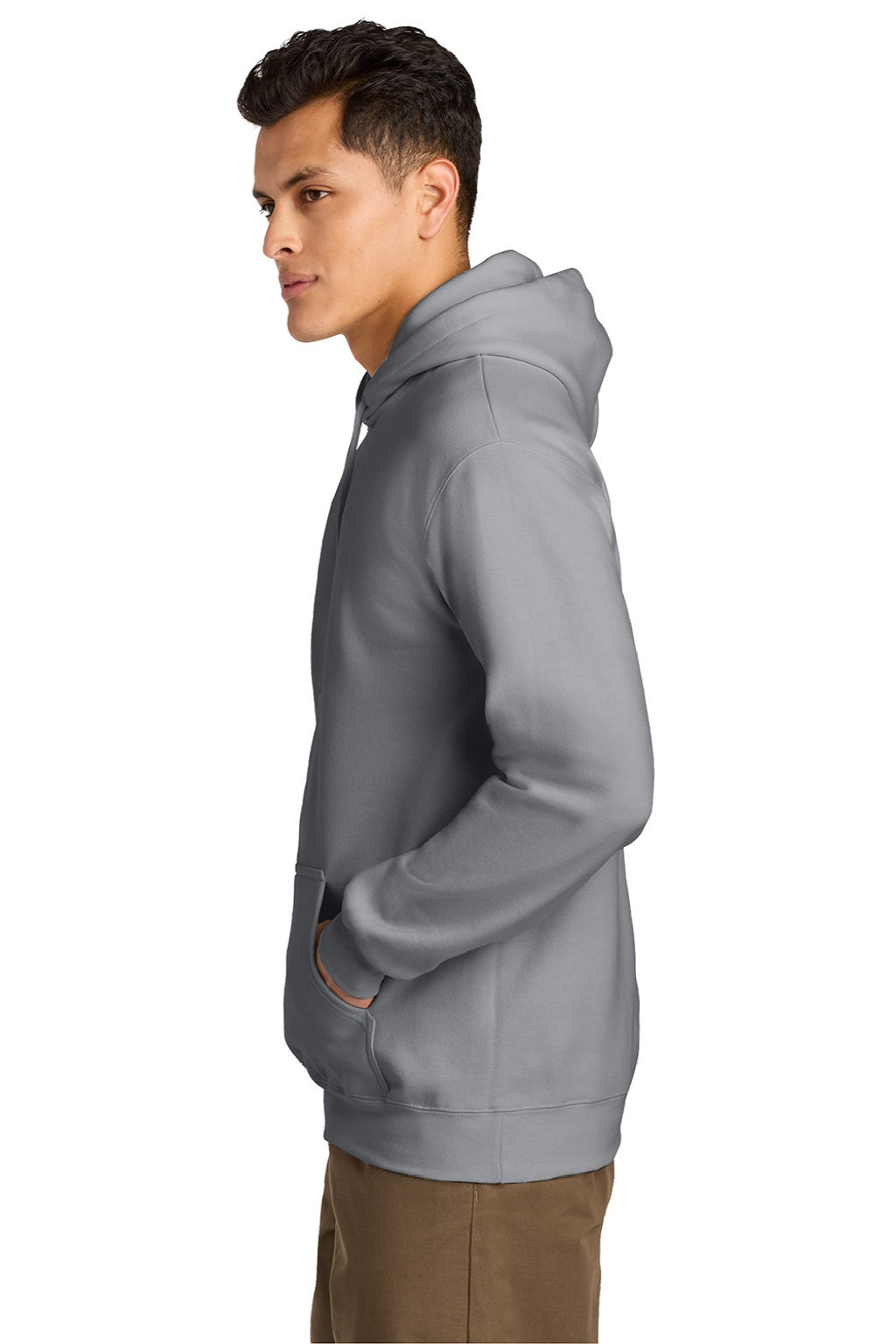 Gildan 19500 Mens Hammer Maxweight Hooded Sweatshirt Hoodie w/ Pouch Pocket Gravel Grey Model Side