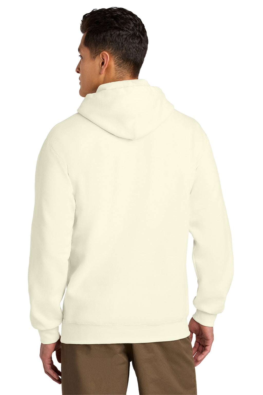 Gildan 19500 Mens Hammer Maxweight Hooded Sweatshirt Hoodie w/ Pouch Pocket Off White Model Back