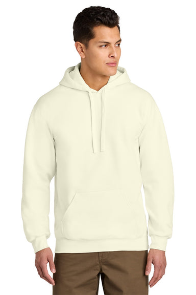 Gildan 19500 Mens Hammer Maxweight Hooded Sweatshirt Hoodie w/ Pouch Pocket Off White Model Front