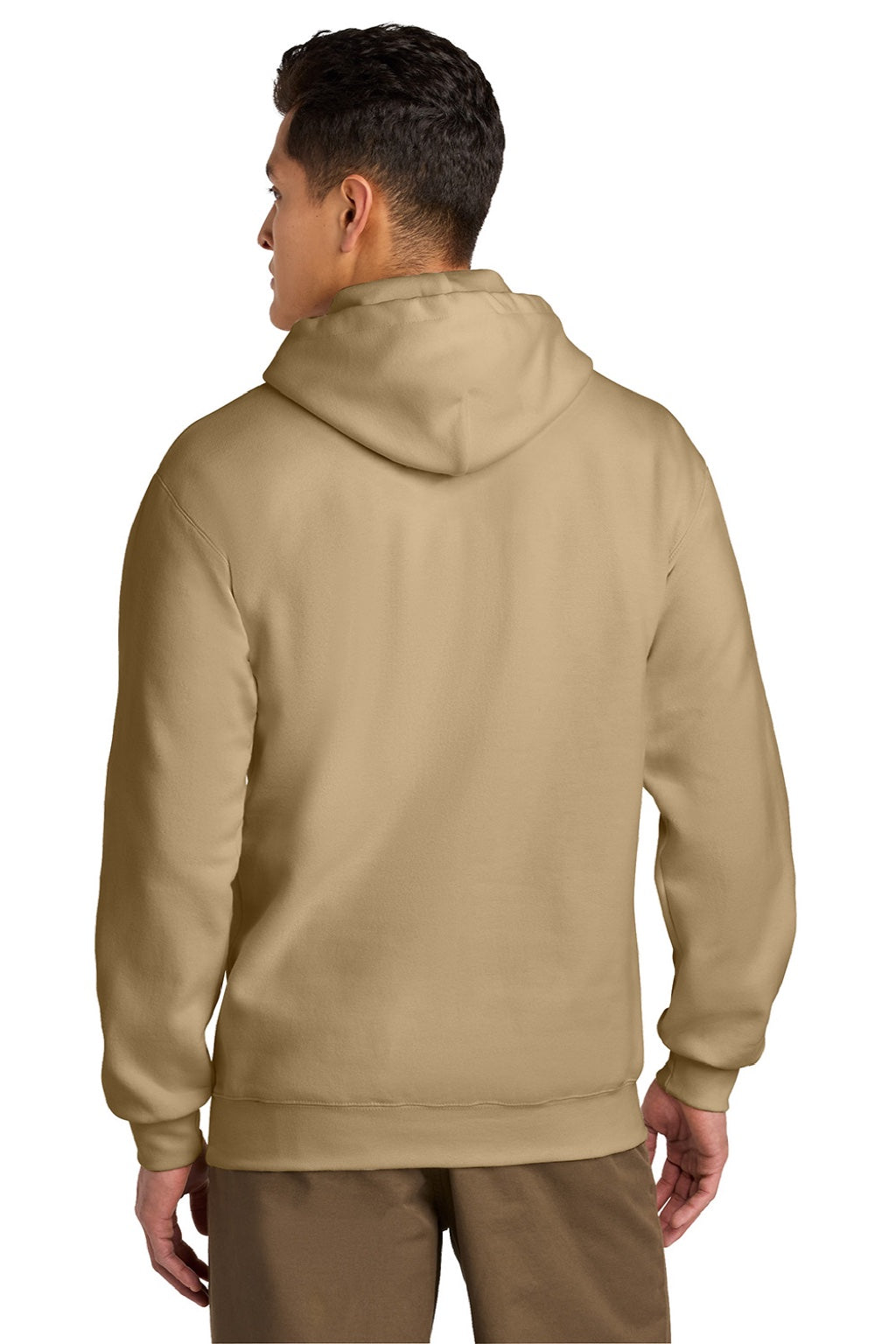 Gildan 19500 Mens Hammer Maxweight Hooded Sweatshirt Hoodie w/ Pouch Pocket Tan Model Back