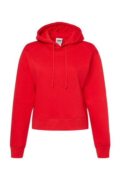 Badger 1261 Womens Crop Hooded Sweatshirt Hoodie Red Flat Front
