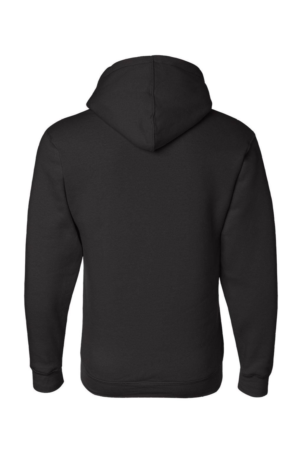 Bayside BA900 Mens USA Made Full Zip Hooded Sweatshirt Hoodie w/ Pockets Black Flat Back