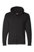 Bayside BA900 Mens USA Made Full Zip Hooded Sweatshirt Hoodie w/ Pockets Black Flat Front