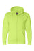 Bayside BA900 Mens USA Made Full Zip Hooded Sweatshirt Hoodie Lime Green Flat Front