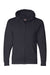 Bayside BA900 Mens USA Made Full Zip Hooded Sweatshirt Hoodie w/ Pockets Navy Blue Flat Front