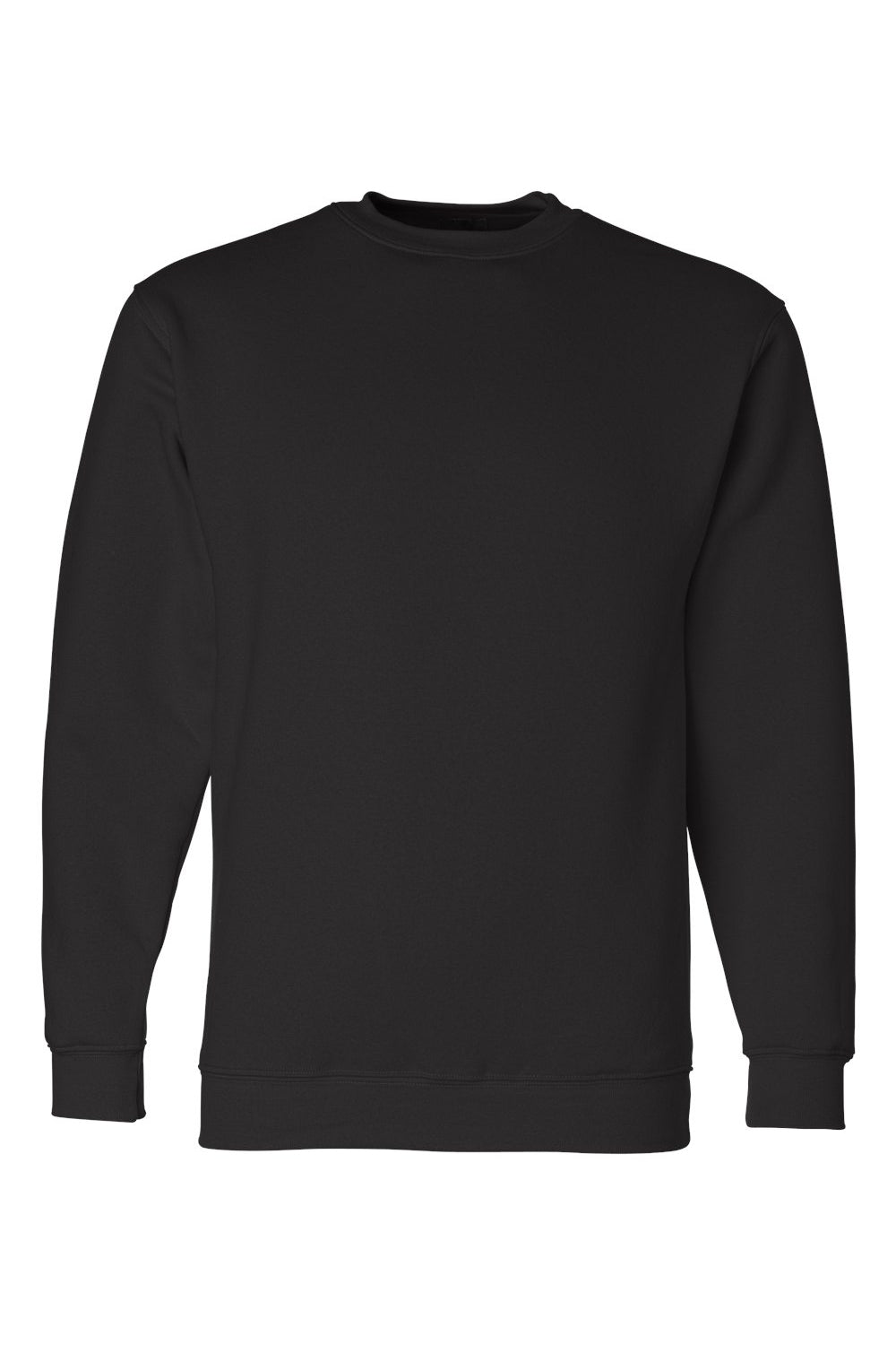 Bayside BA1102 Mens USA Made Crewneck Sweatshirt Black Flat Front