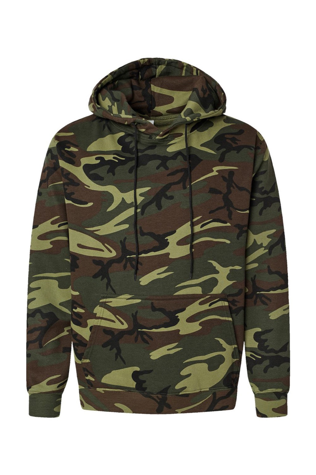 Code Five 3969 Mens Camo Pullover Hooded Fleece Sweatshirt Hoodie w/ Pouch Pocket Green Woodland Camo Flat Front