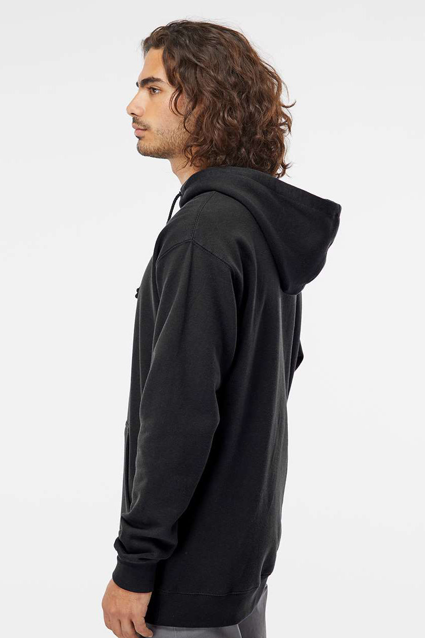 Independent Trading Company IND4000 Mens Hooded Sweatshirt Hoodie w/ Pouch Pocket Black Model Side