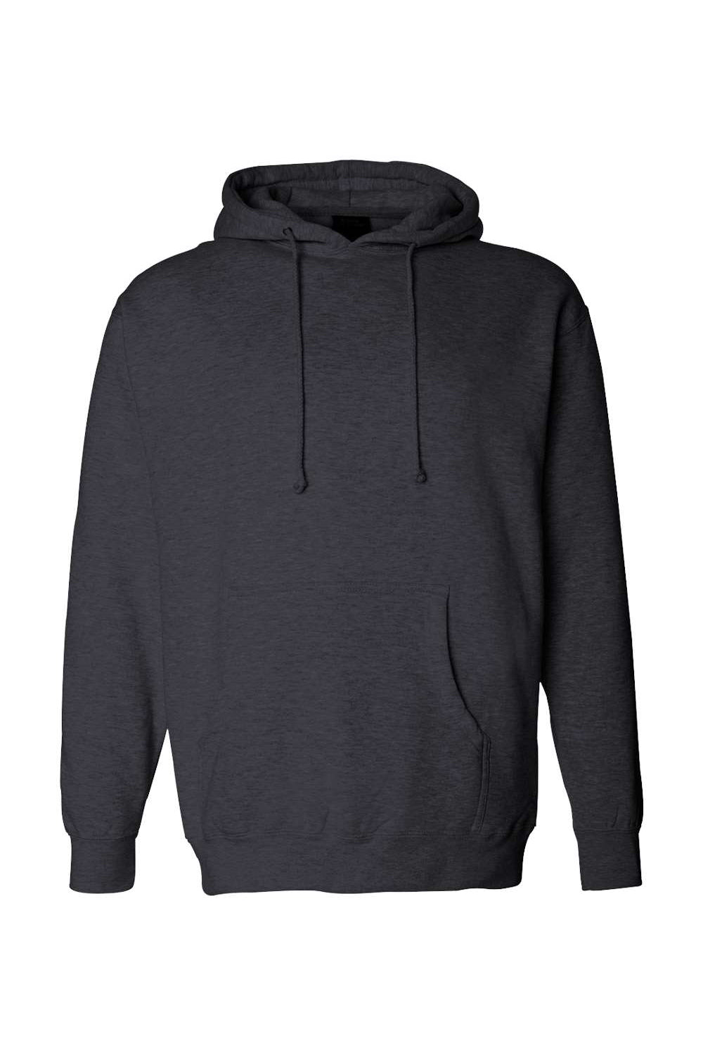 Independent Trading Company IND4000 Mens Hooded Sweatshirt Hoodie w/ Pouch Pocket Heather Charcoal Grey Flat Front