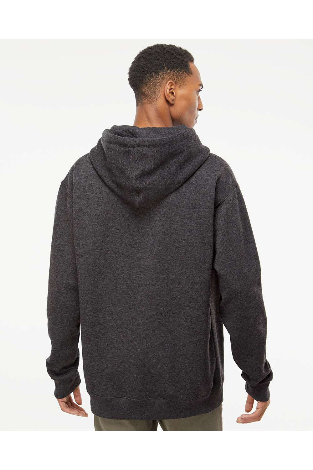 Independent Trading Co. IND4000 Mens Hooded Sweatshirt Hoodie Heather Charcoal Grey Model Back