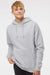 Independent Trading Company IND4000 Mens Hooded Sweatshirt Hoodie w/ Pouch Pocket Heather Grey Model Front