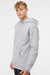 Independent Trading Company IND4000 Mens Hooded Sweatshirt Hoodie w/ Pouch Pocket Heather Grey Model Side
