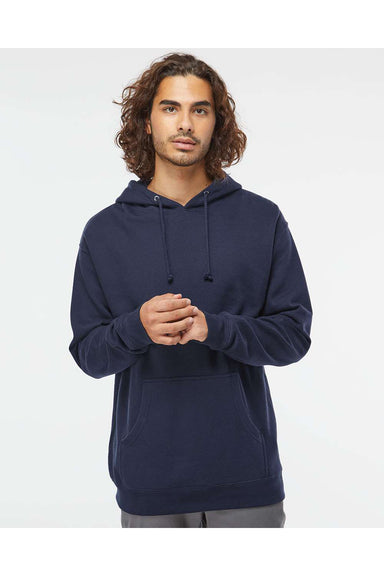 Independent Trading Co. IND4000 Mens Hooded Sweatshirt Hoodie Classic Navy Blue Model Front