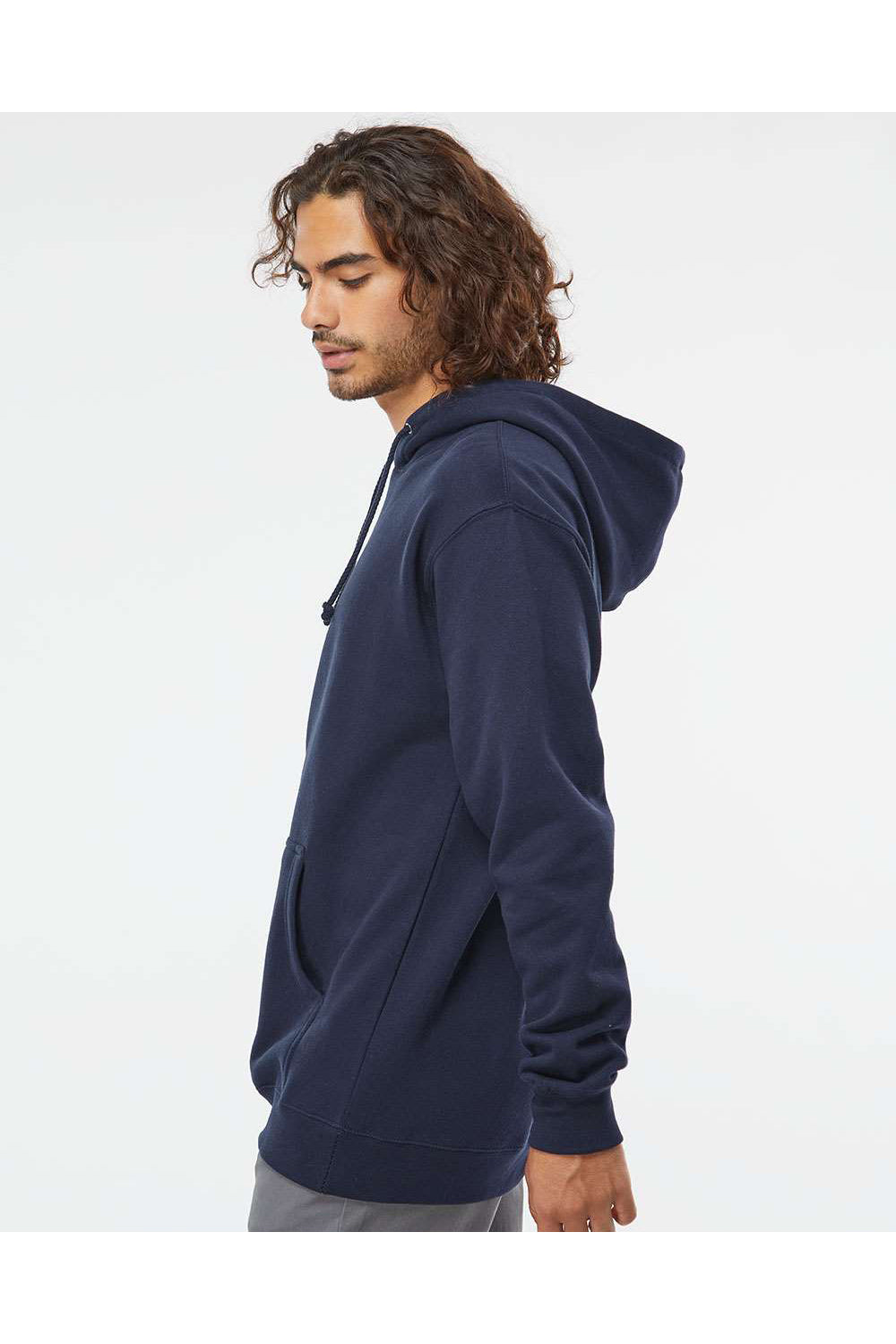Independent Trading Co. IND4000 Mens Hooded Sweatshirt Hoodie Classic Navy Blue Model Side