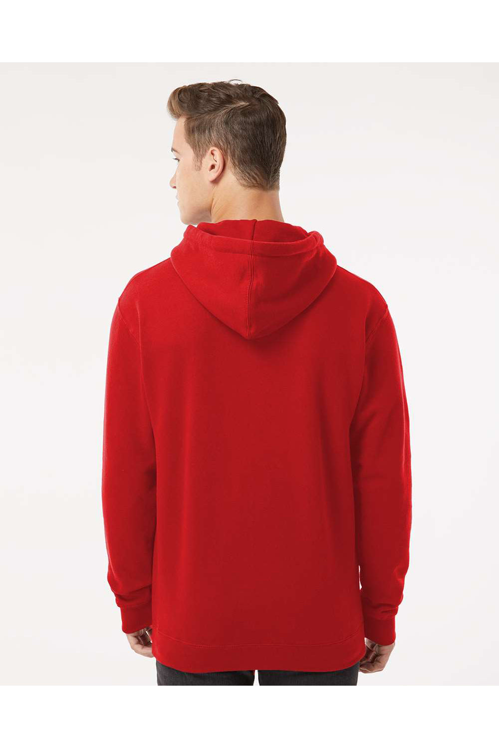 Independent Trading Co. IND4000 Mens Hooded Sweatshirt Hoodie Red Model Back