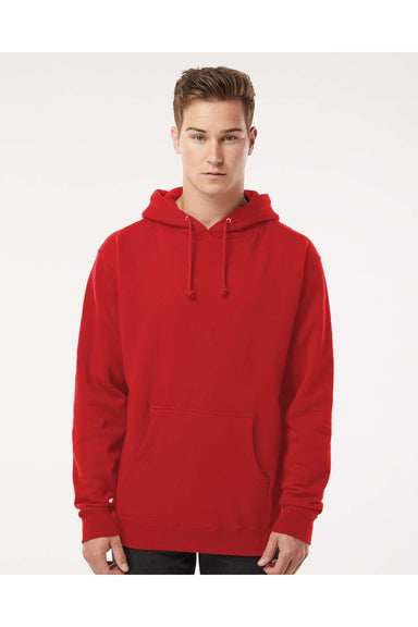 Independent Trading Co. IND4000 Mens Hooded Sweatshirt Hoodie Red Model Front