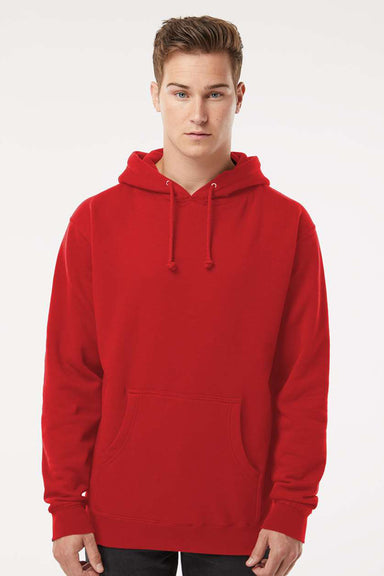 Independent Trading Company IND4000 Mens Hooded Sweatshirt Hoodie w/ Pouch Pocket Red Model Front
