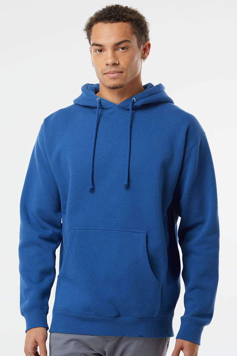 Independent Trading Company IND4000 Mens Hooded Sweatshirt Hoodie w/ Pouch Pocket Royal Blue Model Front