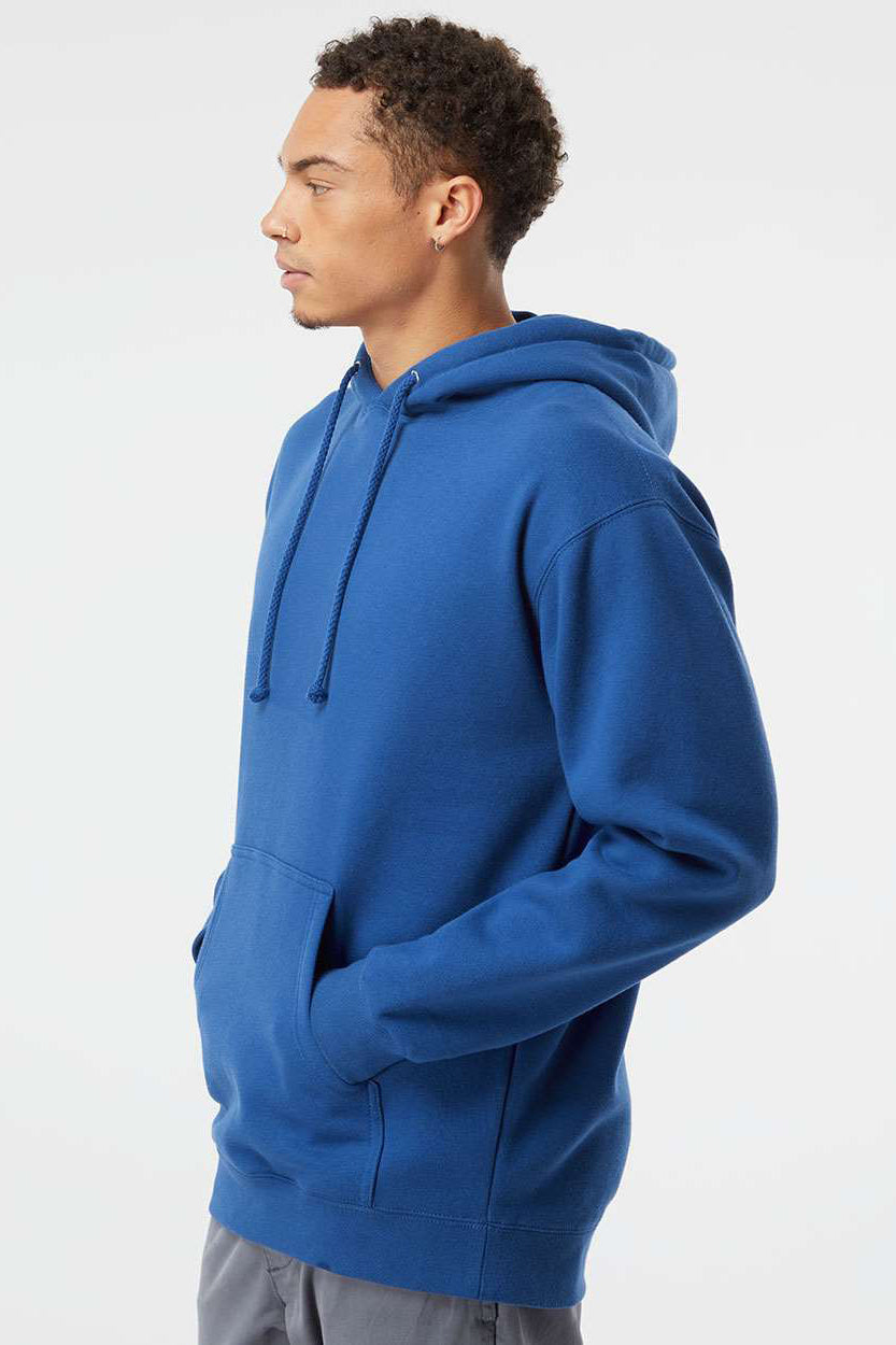 Independent Trading Company IND4000 Mens Hooded Sweatshirt Hoodie w/ Pouch Pocket Royal Blue Model Side