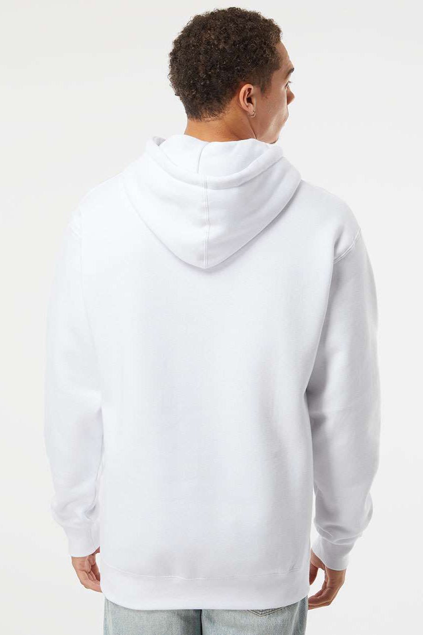 Independent Trading Company IND4000 Mens Hooded Sweatshirt Hoodie w/ Pouch Pocket White Model Back