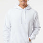 Independent Trading Company Mens Hooded Sweatshirt Hoodie w/ Pouch Pocket - White