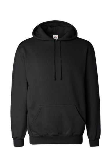 Badger 1254 Mens Hooded Sweatshirt Hoodie w/ Pouch Pocket Black Flat Front