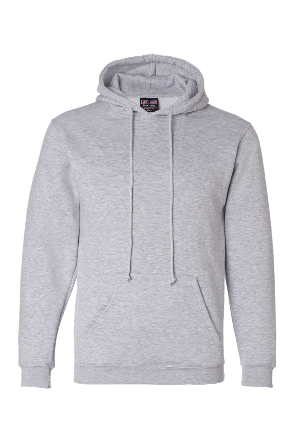 Bayside BA960 Mens USA Made Hooded Sweatshirt Hoodie w/ Pouch Pocket Dark Ash Grey Flat Front