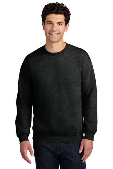 Gildan SF000 Mens Softstyle Crewneck Sweatshirt Heather Black Model Front
