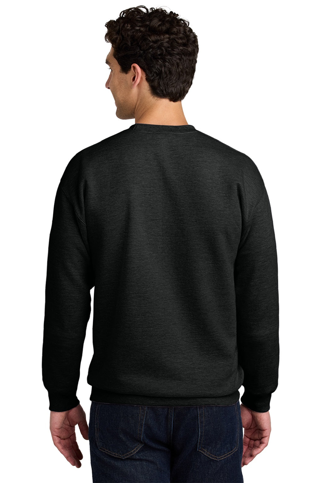 Gildan SF000 Mens Softstyle Crewneck Sweatshirt Heather Black Model Back