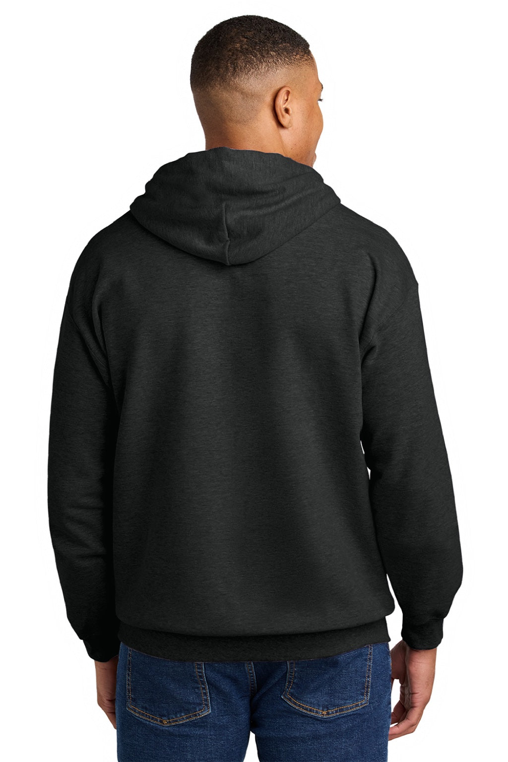 Gildan SF500 Mens Softstyle Hooded Sweatshirt Hoodie w/ Pouch Pocket Heather Black Model Back