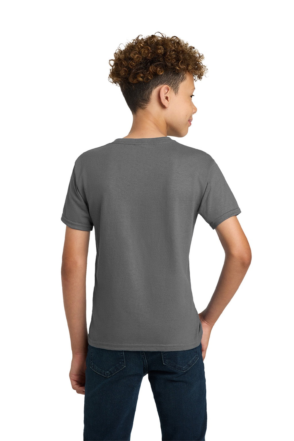 Gildan 2000B Youth Ultra Short Sleeve Crewneck T-Shirt Charcoal Grey Model Back