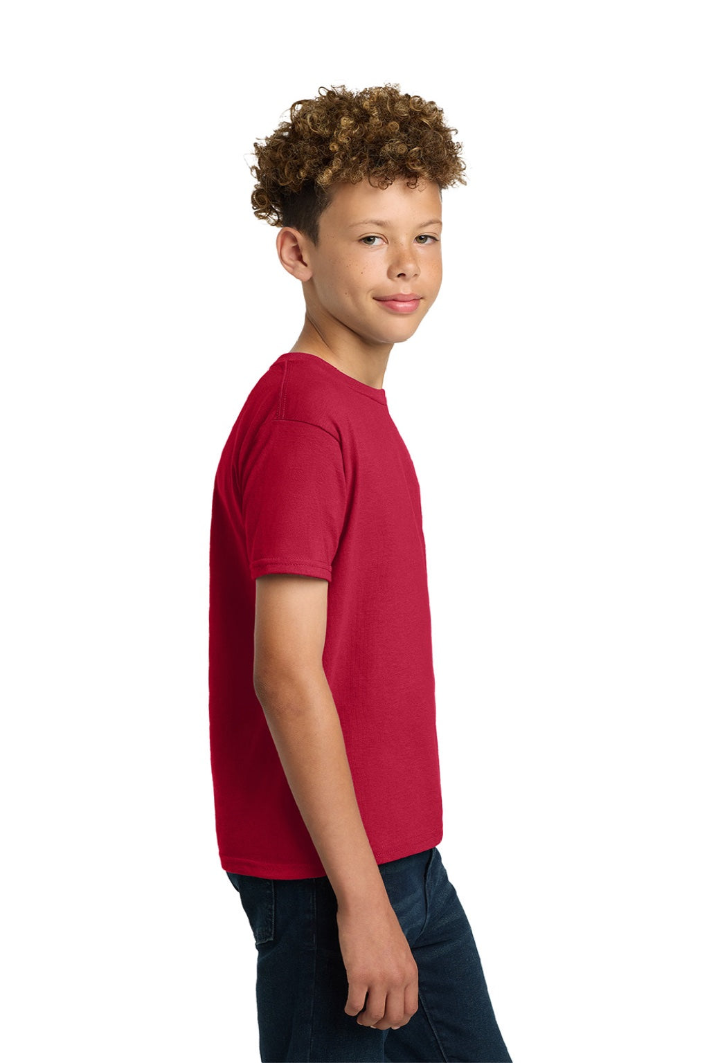 Gildan 2000B Youth Ultra Short Sleeve Crewneck T-Shirt Cherry Red Model Side