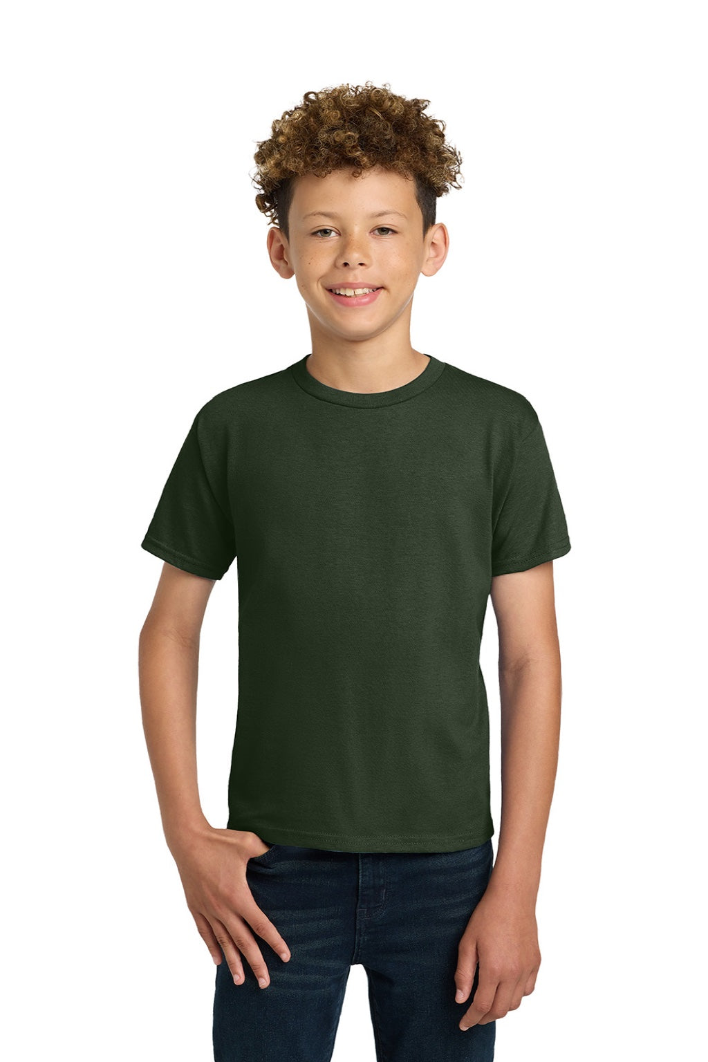 Gildan 2000B Youth Ultra Short Sleeve Crewneck T-Shirt Forest Green Model Front