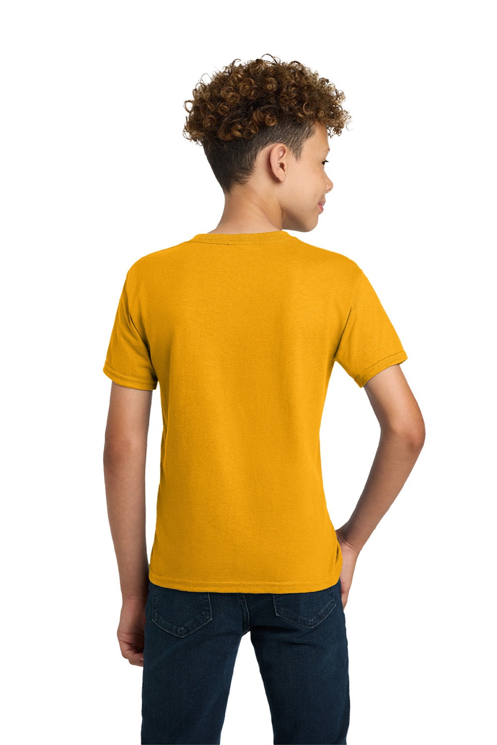 Gildan 2000B Youth Ultra Short Sleeve Crewneck T-Shirt Gold Model Back