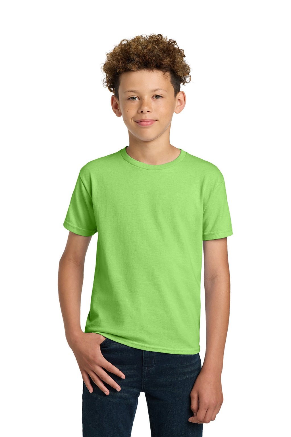 Gildan 2000B Youth Ultra Short Sleeve Crewneck T-Shirt Lime Green Model Front