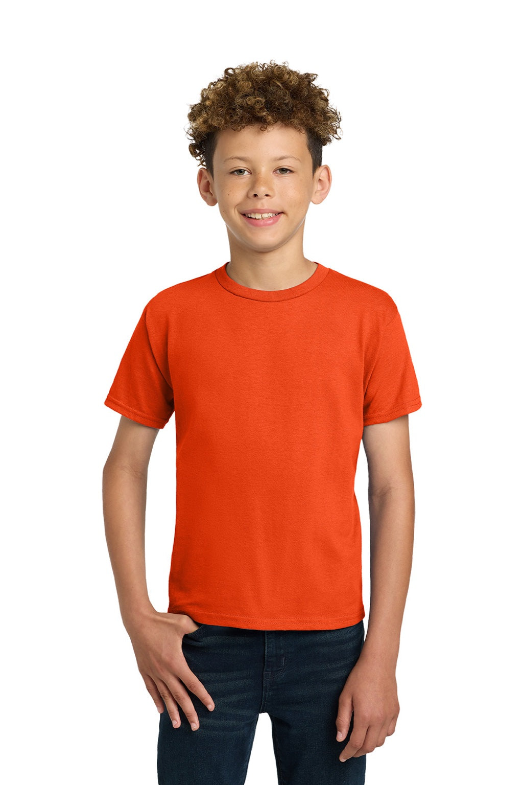 Gildan 2000B Youth Ultra Short Sleeve Crewneck T-Shirt Orange Model Front