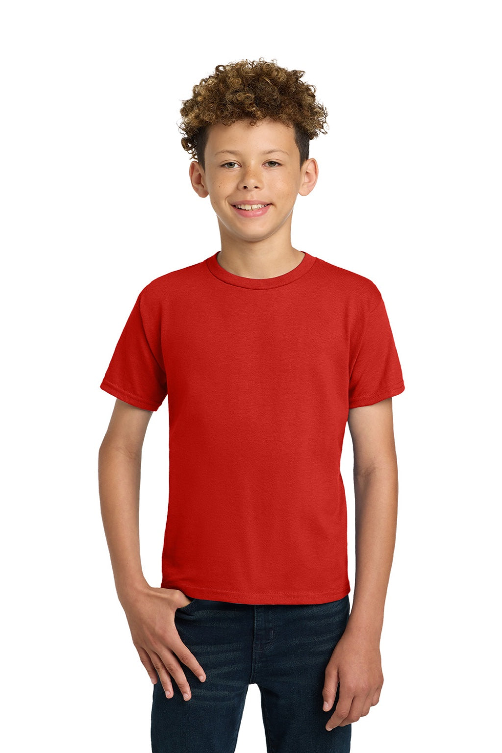 Gildan 2000B Youth Ultra Short Sleeve Crewneck T-Shirt Red Model Front