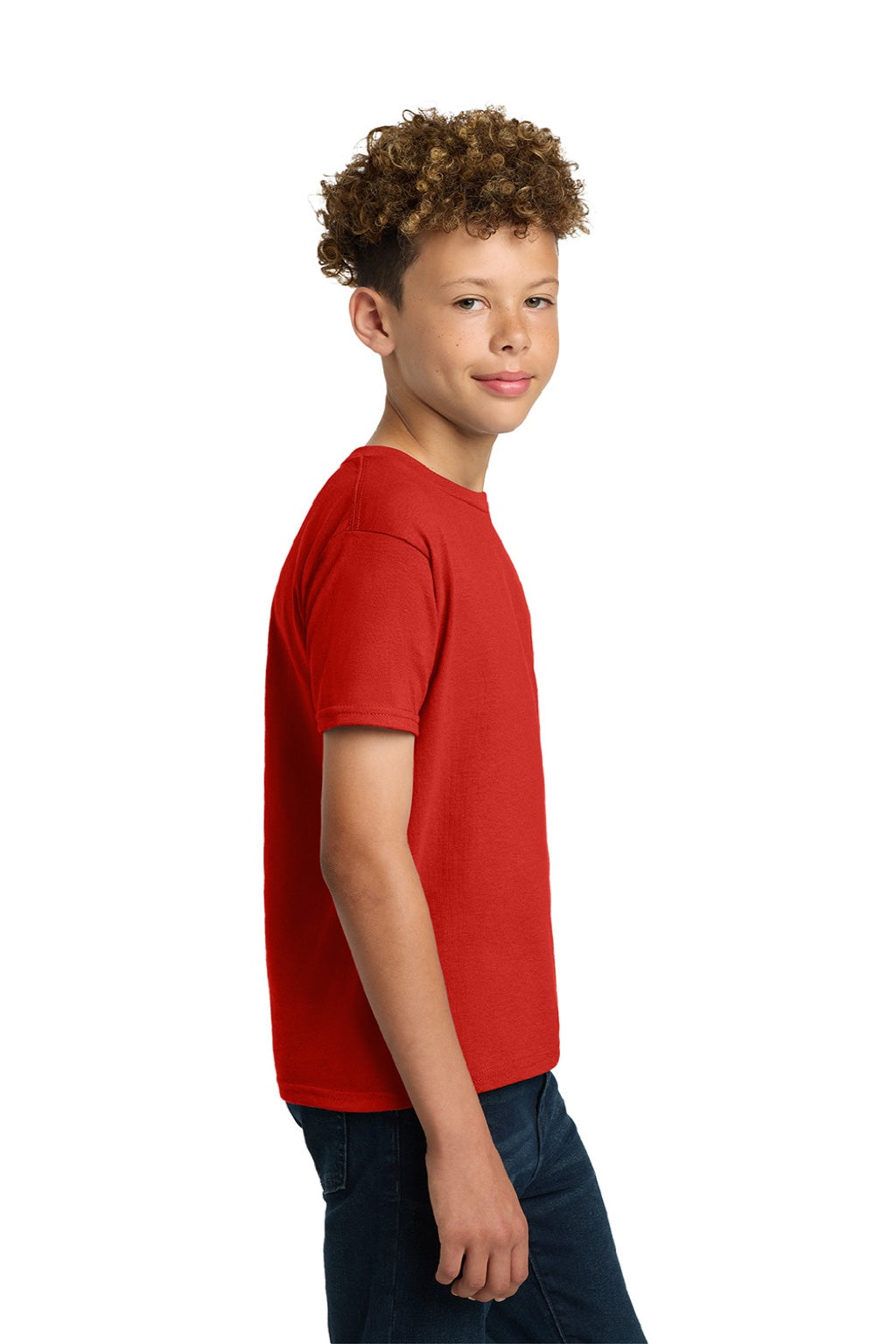 Gildan 2000B Youth Ultra Short Sleeve Crewneck T-Shirt Red Model Side