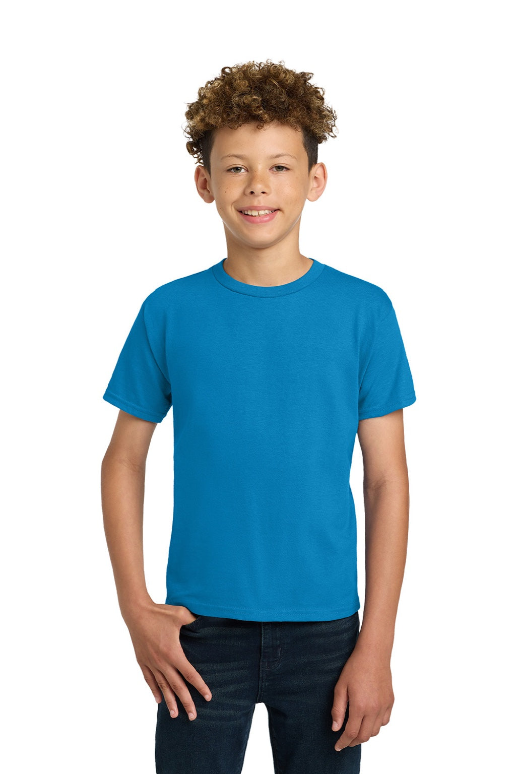 Gildan 2000B Youth Ultra Short Sleeve Crewneck T-Shirt Sapphire Blue Model Front