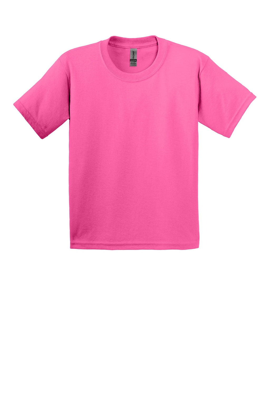 Gildan 2000B Youth Ultra Short Sleeve Crewneck T-Shirt Safety Pink Flat Front
