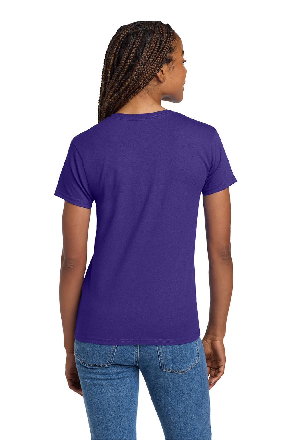 Gildan 2000L Womens Ultra Short Sleeve Crewneck T-Shirt Purple Model Back