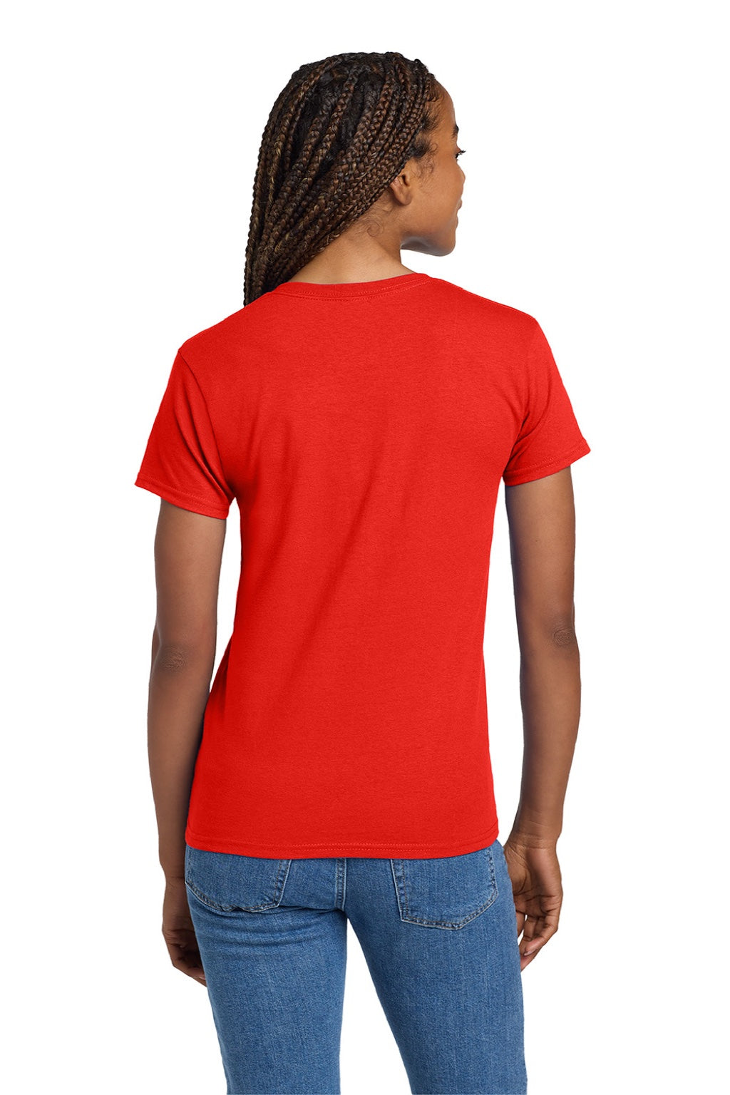Gildan 2000L Womens Ultra Short Sleeve Crewneck T-Shirt Red Model Back