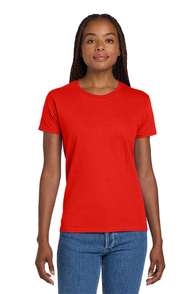 Gildan 2000L Womens Ultra Short Sleeve Crewneck T-Shirt Red Model Front