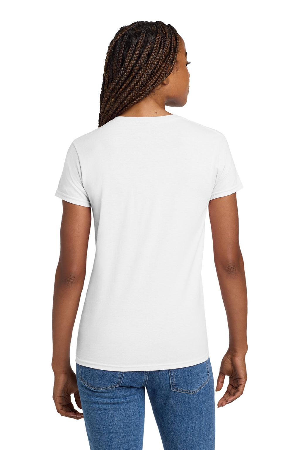 Gildan 2000L Womens Ultra Short Sleeve Crewneck T-Shirt White Model Back