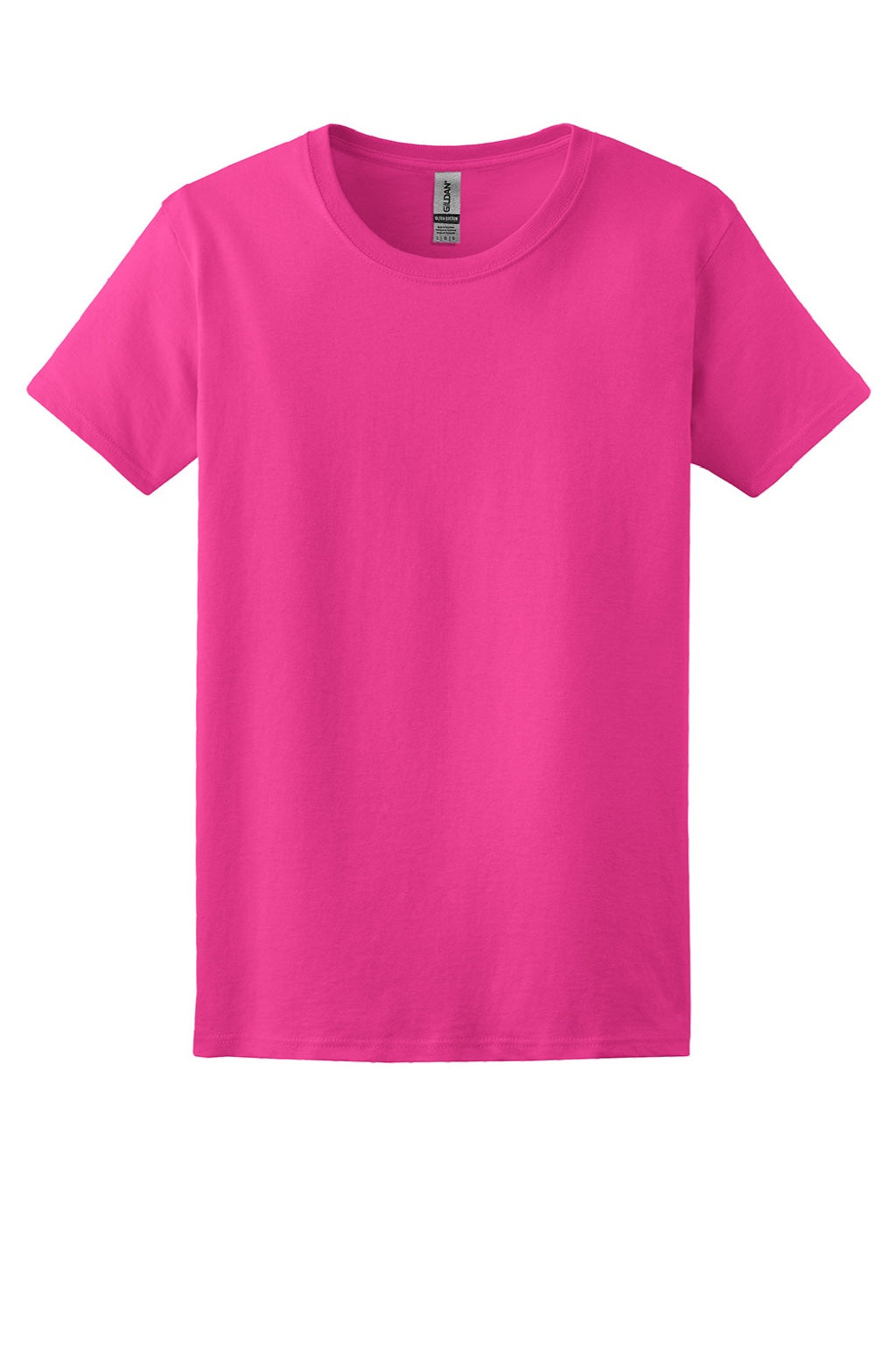 Gildan 2000L Womens Ultra Short Sleeve Crewneck T-Shirt Heliconia Pink Flat Front