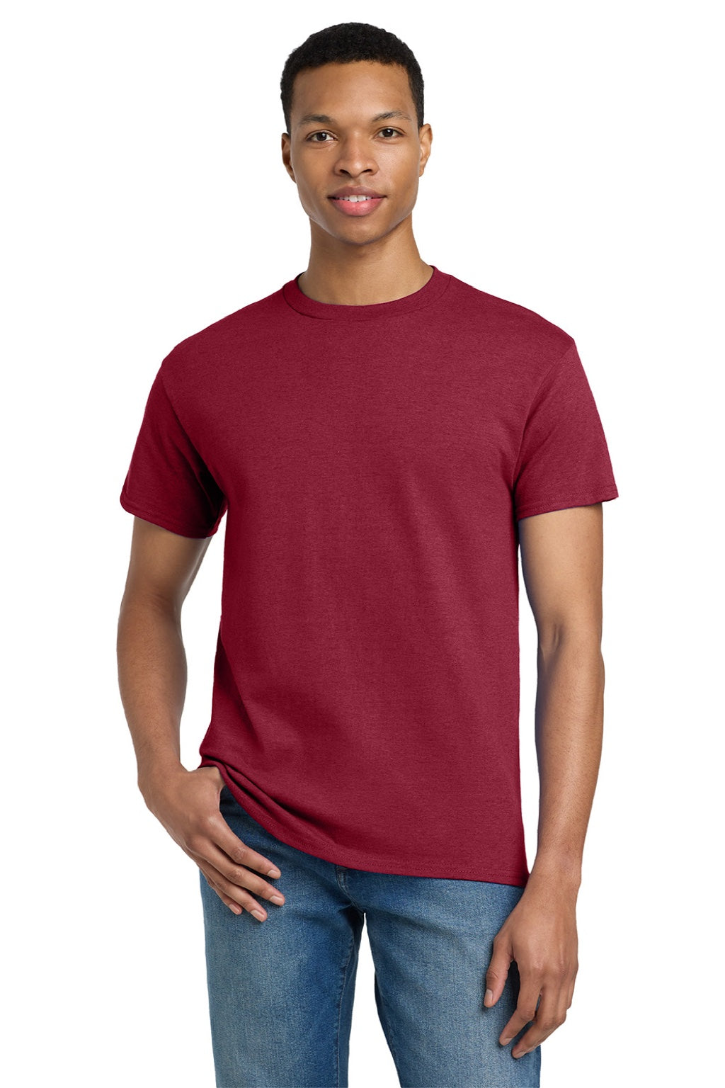 Gildan 2000/2000T Mens Ultra Short Sleeve Crewneck T-Shirt Antique Cherry Red Model Front