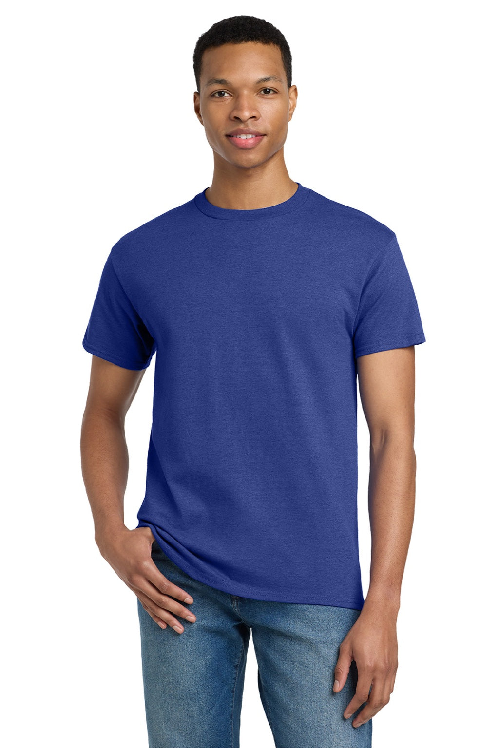 Gildan 2000/2000T Mens Ultra Short Sleeve Crewneck T-Shirt Antique Royal Blue Model Front